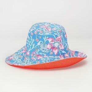 Lilly Pulitzer Reversible Canvas BUCKET Sun HAT UPF 50+ Bahamian Rhapsody
